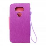 Wholesale LG G5 Color Flip Leather Wallet Case with Strap (Purple Pink)